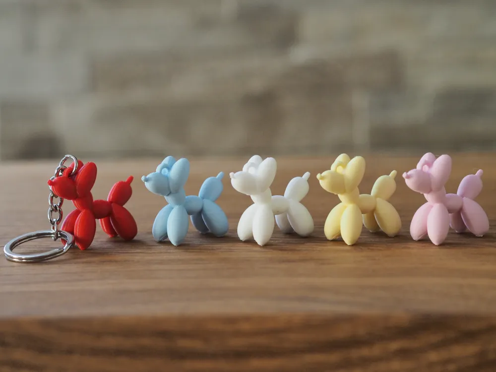 10 Adet Balon Köpek Anahtarlık - Kırmızı Renk