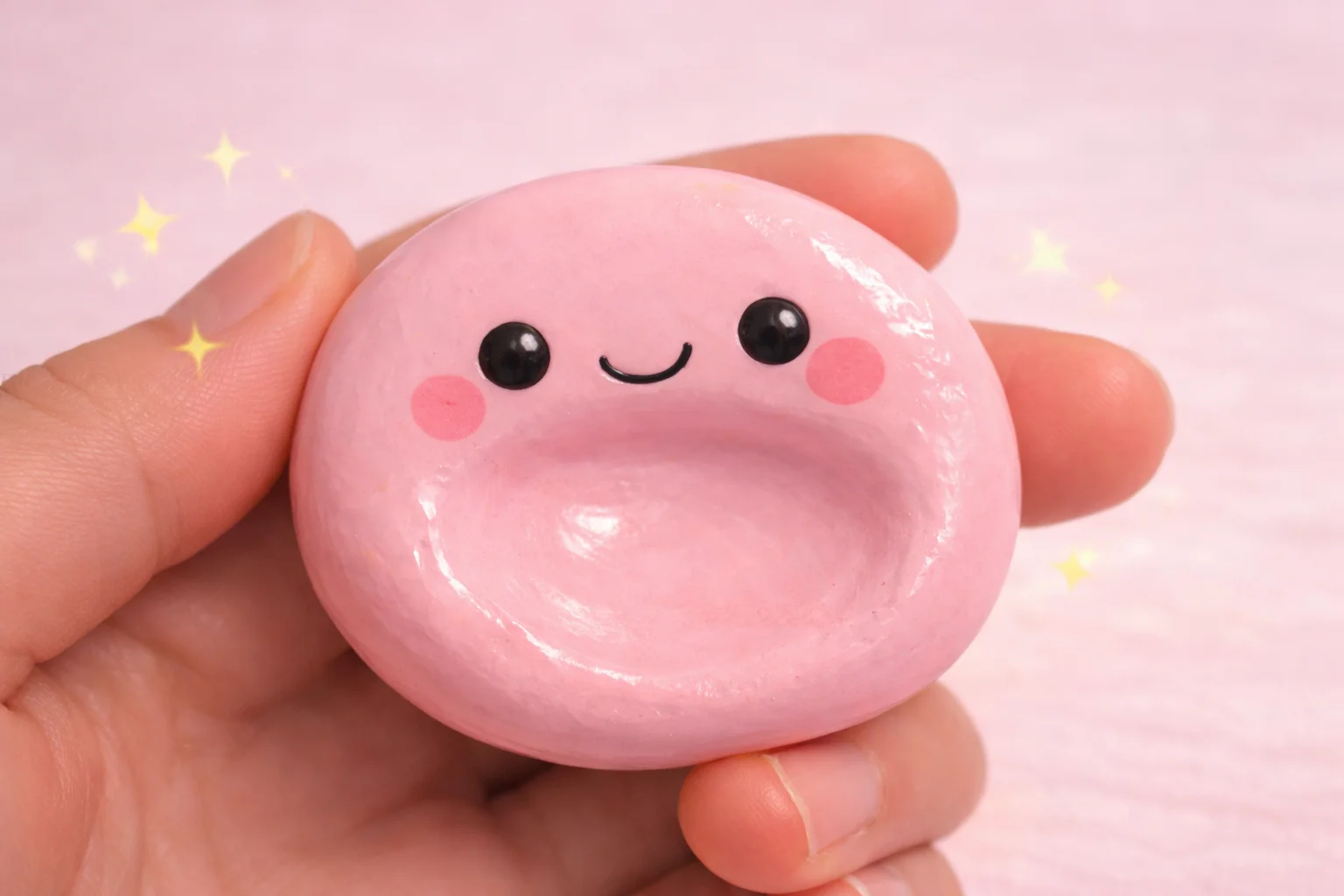 Pembe Gülümseyen Stres Taşı