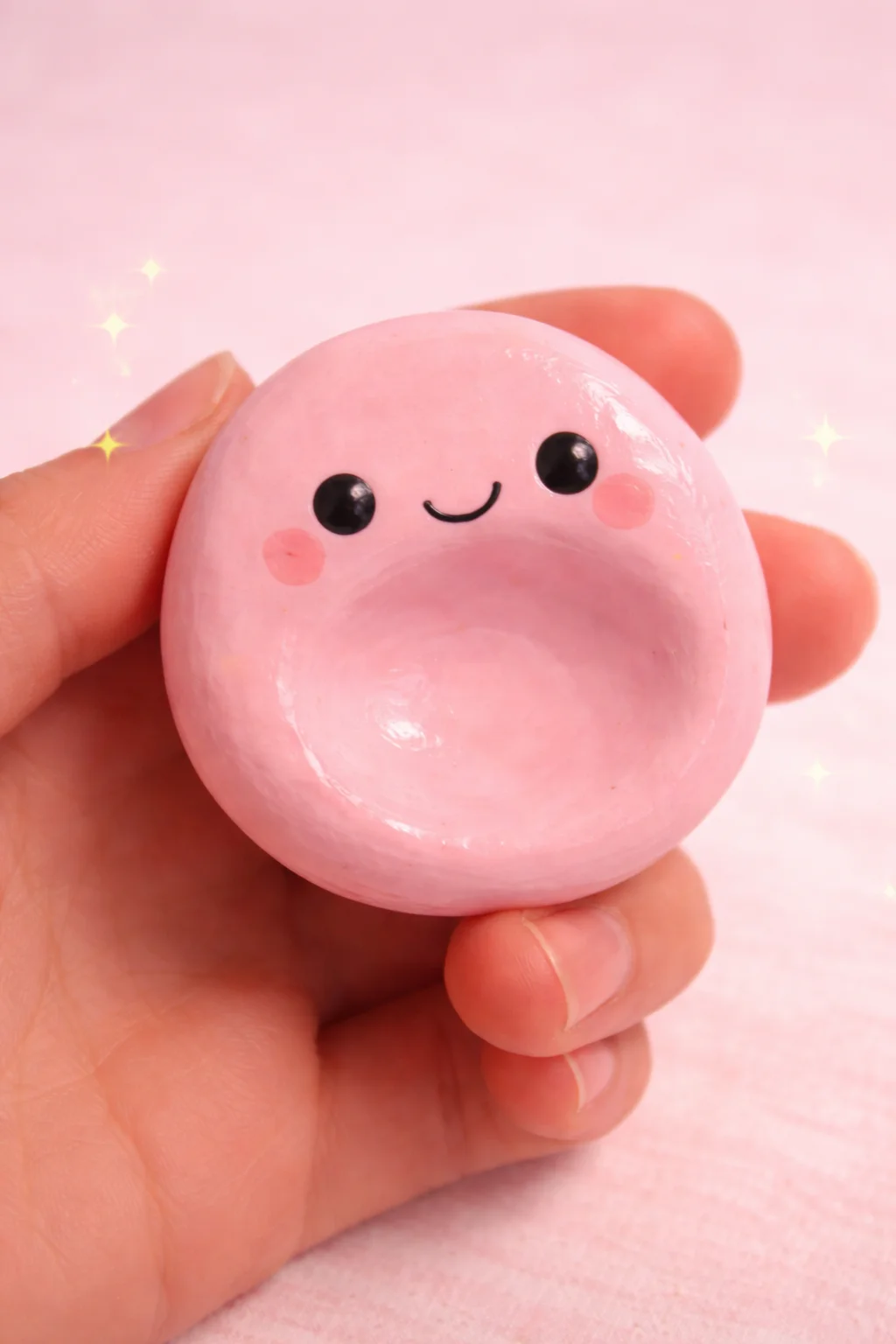 Pembe Gülümseyen Stres Taşı